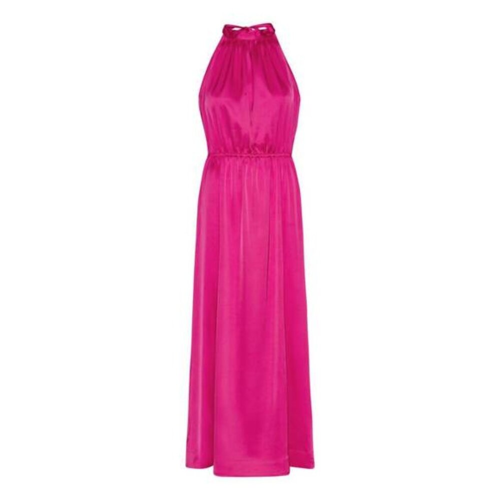 KARMAMIA Lulu Dress Fuchsia Pink Satin Maxi Dress NWT | Size S/M